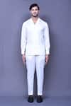 Shop_Arihant Rai Sinha_White Cotton Slub Plain Shirt And Straight Pant Co-ord Set _Online_at_Aza_Fashions