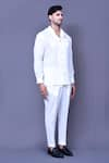 Arihant Rai Sinha_White Cotton Slub Plain Shirt And Straight Pant Co-ord Set _at_Aza_Fashions