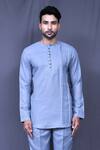 Buy_Arihant Rai Sinha_Blue Cotton Pintucked Shirt And Pant Set _Online_at_Aza_Fashions