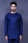 Buy_Arihant Rai Sinha_Blue Cotton Plain Pintucked Shirt And Straight Pant Co-ord Set _Online_at_Aza_Fashions