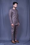 Arihant Rai Sinha_Grey Cotton Slub Plain Pintucked Shirt And Straight Pant Set _at_Aza_Fashions