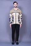 Aryavir Malhotra_Black Cotton Vintage Print Shirt _Online_at_Aza_Fashions