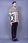 Aryavir Malhotra_Black Cotton Vintage Print Shirt _at_Aza_Fashions