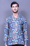 Buy_Arihant Rai Sinha_Sky Blue Cotton Printed Kaleidoscope Shirt_Online_at_Aza_Fashions