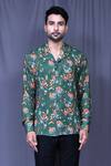 Buy_Aryavir Malhotra_Green Cotton Botanic Floral Print Shirt _Online_at_Aza_Fashions