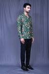 Aryavir Malhotra_Green Cotton Botanic Floral Print Shirt _at_Aza_Fashions