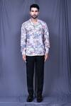 Arihant Rai Sinha_White Cotton Embroidery Botanic Flower Print Shirt _Online_at_Aza_Fashions