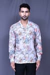 Buy_Arihant Rai Sinha_White Cotton Embroidery Botanic Flower Print Shirt _Online_at_Aza_Fashions