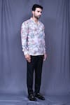 Arihant Rai Sinha_White Cotton Embroidery Botanic Flower Print Shirt _at_Aza_Fashions
