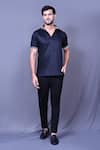 Buy_Arihant Rai Sinha_Blue Cotton Striped Polo Neck T-shirt _at_Aza_Fashions