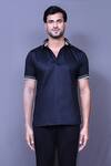 Buy_Arihant Rai Sinha_Blue Cotton Striped Polo Neck T-shirt _Online_at_Aza_Fashions