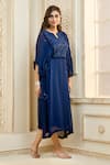 Aariyana Couture_Blue Kaftan Viscose Georgette Embroidered Sequins Notched  _at_Aza_Fashions