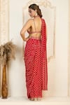 Aariyana Couture_Red Bustier And Belt Dupion Embroidered Zari Pre-draped Saree With  _Online_at_Aza_Fashions