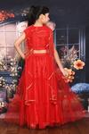 Shop_Petite Pomme_Red Net, Cotton, Silk Zari Lehenga And Ruffled Blouse Set_at_Aza_Fashions