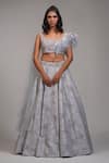 Buy_Shruti S_Grey Lehenga And Blouse Silk Embroidery Upcycled Sequins Square Neck With _at_Aza_Fashions