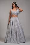 Buy_Shruti S_Grey Lehenga And Blouse Silk Embroidery Upcycled Sequins Square Neck With _Online_at_Aza_Fashions