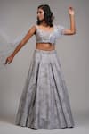 Shop_Shruti S_Grey Lehenga And Blouse Silk Embroidery Upcycled Sequins Square Neck With _Online_at_Aza_Fashions