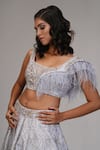 Shop_Shruti S_Grey Lehenga And Blouse Silk Embroidery Upcycled Sequins Square Neck With 