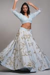 Buy_Shruti S_Blue Silk Sequins V-neck Raw Embroidered Lehenga With Blouse 