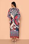 Shop_Naintara Bajaj_Multi Color Georgette Print Abstract Straight Neck Tribal Kaftan_at_Aza_Fashions