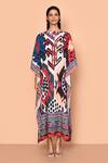 Buy_Naintara Bajaj_Multi Color Georgette Print Abstract Straight Neck Tribal Kaftan_Online_at_Aza_Fashions