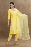 Buy_1999ad By Amita & Deepak_Yellow Chanderi Sequins, Embroidery V-neck Kurta Pant Set _Online_at_Aza_Fashions