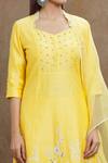 Shop_1999ad By Amita & Deepak_Yellow Chanderi Sequins, Embroidery V-neck Kurta Pant Set _Online_at_Aza_Fashions