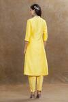 Shop_1999ad By Amita & Deepak_Yellow Chanderi Sequins, Embroidery V-neck Kurta Pant Set _at_Aza_Fashions