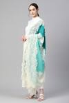Shop_MODARTA_Blue Lace Wool Floral Border Shawl_Online_at_Aza_Fashions