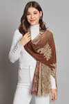 MODARTA_Brown Lace Ombre Swarovski Embellished Shawl _Online_at_Aza_Fashions