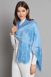 MODARTA_Blue Lace Ombre Embellished Shawl_Online_at_Aza_Fashions