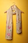 Shop_Modarta_White Floral Hand Embroidered Shawl _at_Aza_Fashions
