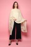 Modarta_White Floral Hand Embroidered Shawl _Online_at_Aza_Fashions