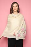 Buy_Modarta_White Floral Hand Embroidered Shawl _Online_at_Aza_Fashions
