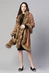 Buy_MODARTA_Brown Fur Fine Wool Shawl _at_Aza_Fashions