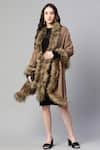 MODARTA_Brown Fur Fine Wool Shawl _Online_at_Aza_Fashions