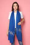 Buy_MODARTA_Blue Embellished Swarovski Swan Shawl _at_Aza_Fashions