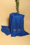 Shop_MODARTA_Blue Embellished Swarovski Swan Shawl _at_Aza_Fashions