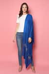 Buy_MODARTA_Blue Embellished Swarovski Swan Shawl _Online_at_Aza_Fashions