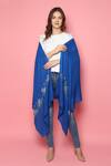 Shop_MODARTA_Blue Embellished Swarovski Swan Shawl _Online_at_Aza_Fashions