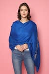 MODARTA_Blue Embellished Swarovski Swan Shawl _at_Aza_Fashions