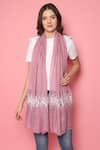 Buy_Modarta_Pink Feather Border Embellished Pashmina Shawl _at_Aza_Fashions