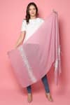 Modarta_Pink Feather Border Embellished Pashmina Shawl _Online_at_Aza_Fashions