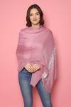 Modarta_Pink Feather Border Embellished Pashmina Shawl _at_Aza_Fashions