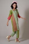 Buy Priti Prashant Green Cotton, Silk Collared Keshi Geometric Print Tunic And Pant Set Online at Aza Fashions Buy_Priti Prashant_Green Cotton, Silk Collared Keshi Geometric Print Tunic And Pant Set _Online_at_Aza_Fashions