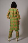 Shop_Priti Prashant_Green Cotton, Silk Round Neck Ume Floral Print Tunic And Pant Set _at_Aza_Fashions