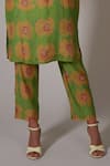 Priti Prashant_Green Cotton, Silk Round Neck Ume Floral Print Tunic And Pant Set _Online_at_Aza_Fashions