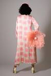 Shop_Priti Prashant_Peach Satin Embroidery Round Neck Kiku Poppy Floral Print Kaftan Dress _at_Aza_Fashions