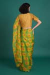 Shop_Priti Prashant_Green Silk Organza Ume Poppy Print Saree With Unstitched Blouse Piece _at_Aza_Fashions