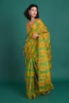 Buy_Priti Prashant_Green Silk Organza Ume Poppy Print Saree With Unstitched Blouse Piece _Online_at_Aza_Fashions